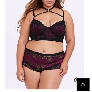 NWT Torrid black and berry purple bra and panties